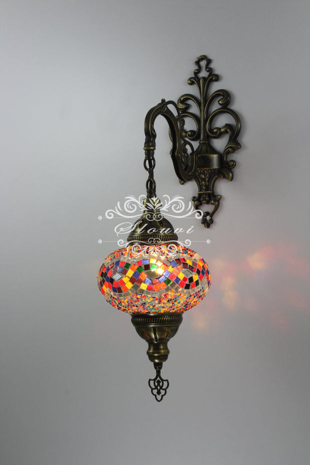 Turkish Mosaic  Wall Sconce, With Large Globe - TurkishLights.NET