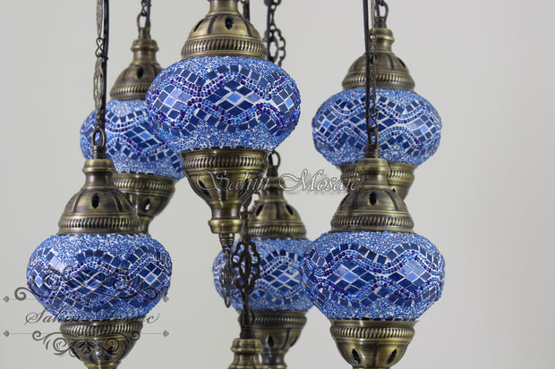 7 - BALL SULTAN TURKISH MOSAIC CHANDELIER (MEDIUM GLOBES) - TurkishLights.NET