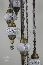 7 BALL TURKISH MOSAIC FLOOR LAMP, LAMBADER, MEDIUM GLOBES - TurkishLights.NET