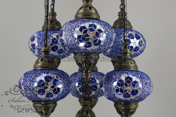 7 - BALL SULTAN TURKISH MOSAIC CHANDELIER (LARGE GLOBES) - TurkishLights.NET