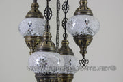 5-BALL SULTAN MOSAIC CHANDELIER (MEDIUM GLOBES) - TurkishLights.NET