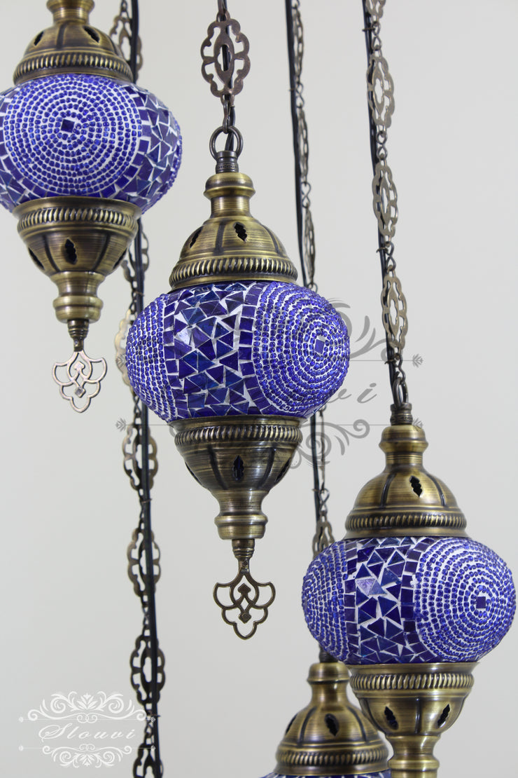 5 BALL TURKISH MOSAIC CHANDELIER, - TurkishLights.NET