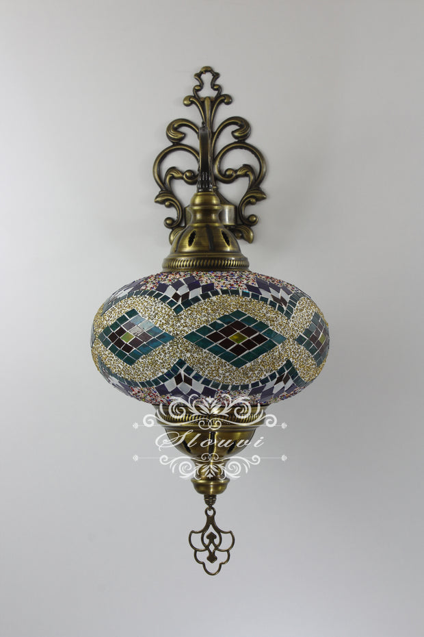 Turkish Mosaic  Wall Sconce, With Extra Large Globes - TurkishLights.NET