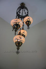 5-BALL SULTAN MOSAIC CHANDELIER (MEDIUM GLOBES) - TurkishLights.NET