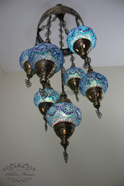 7 - BALL SULTAN TURKISH MOSAIC CHANDELIER (MEDIUM GLOBES) - TurkishLights.NET