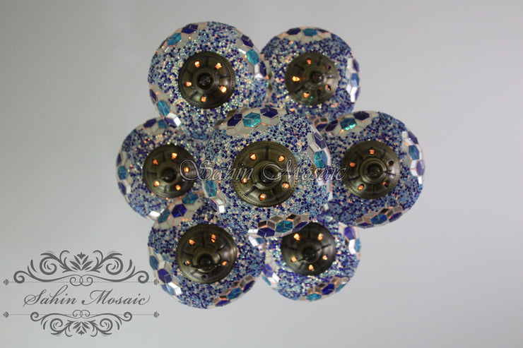 7 - BALL SULTAN TURKISH MOSAIC CHANDELIER (LARGE GLOBES) - TurkishLights.NET