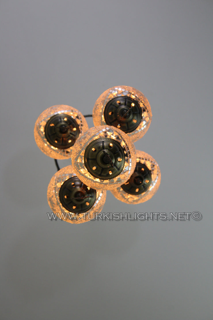 5-BALL SULTAN MOSAIC CHANDELIER (MEDIUM GLOBES) - TurkishLights.NET