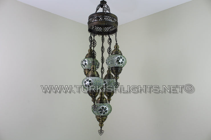 5-BALL SULTAN MOSAIC CHANDELIER (MEDIUM GLOBES) - TurkishLights.NET