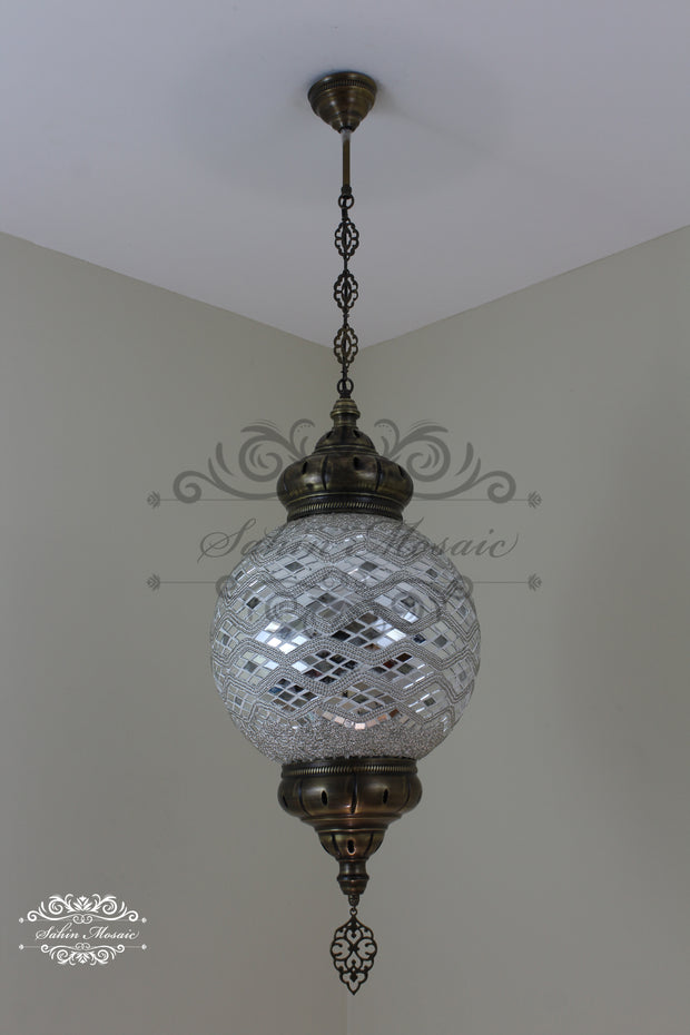 Mosaic Hanging Lamp with 30cm (12") Globe - TurkishLights.NET