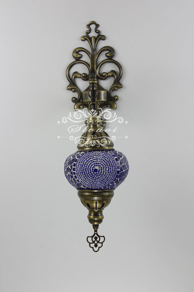 Turkish Mosaic  Wall Sconce, With Medium Globe - TurkishLights.NET