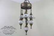 7 - BALL SULTAN TURKISH MOSAIC CHANDELIER (MEDIUM GLOBES) - TurkishLights.NET