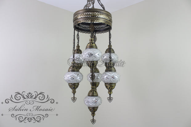 7 - BALL SULTAN TURKISH MOSAIC CHANDELIER (MEDIUM GLOBES) - TurkishLights.NET