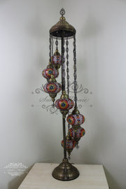 7  BALL TURKISH MOSAIC FLOOR LAMP, LAMBADER, LARGE GLOBES - TurkishLights.NET