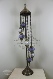 7 BALL TURKISH MOSAIC FLOOR LAMP, LAMBADER, MEDIUM GLOBES - TurkishLights.NET