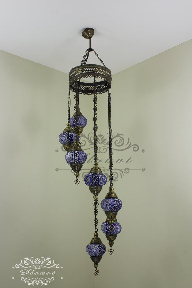 7 - BALL TURKISH MOSAIC CHANDELIER - TurkishLights.NET