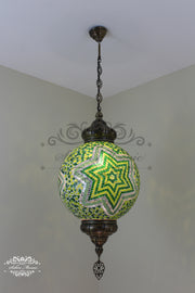 Mosaic Hanging Lamp with 35cm (14") Globe - TurkishLights.NET