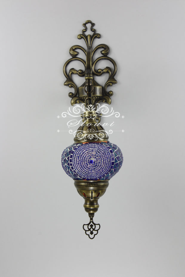 Turkish Mosaic  Wall Sconce, With Medium Globe - TurkishLights.NET