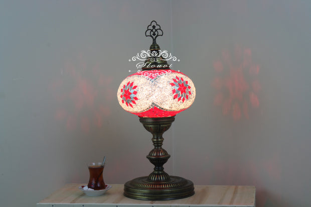 Turkish Mosaic Table Lamp, Extra Large Globe (NO5 GLOBE) - TurkishLights.NET