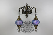 Turkish Mosaic Double Wall Sconce, With Medium Globes - TurkishLights.NET