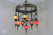 13-BALL TURKISH SULTAN MOSAIC CHANDELIER (MEDIUM GLOBES) - TurkishLights.NET