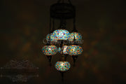 7 - BALL SULTAN TURKISH MOSAIC CHANDELIER (LARGE GLOBES) - TurkishLights.NET