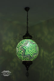 Mosaic Hanging Lamp with 35cm (14") Globe - TurkishLights.NET