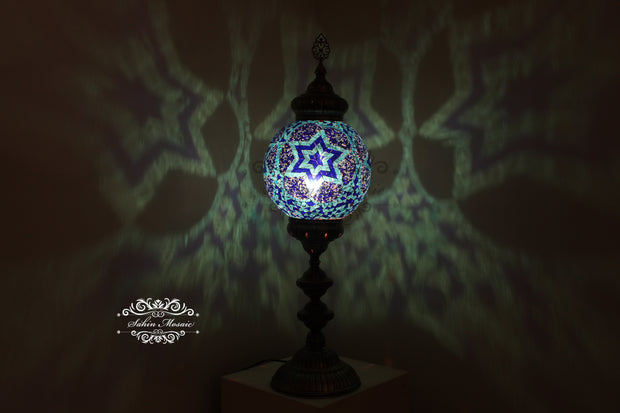 MOSAIC FLOOR / TABLE LAMP WITH 30CM (12") GLOBE - TurkishLights.NET