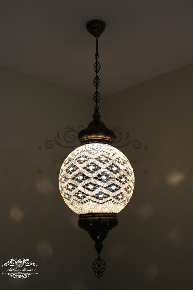 Mosaic Hanging Lamp with 30cm (12") Globe - TurkishLights.NET