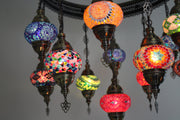 13-BALL TURKISH SULTAN MOSAIC CHANDELIER (MEDIUM GLOBES) - TurkishLights.NET