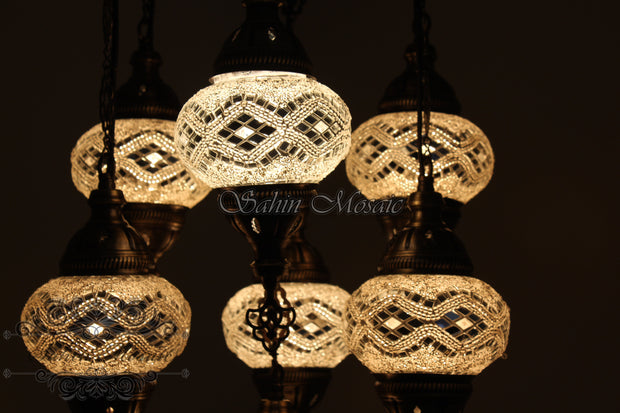 7 - BALL SULTAN TURKISH MOSAIC CHANDELIER (MEDIUM GLOBES) - TurkishLights.NET