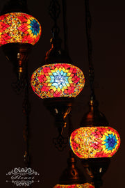 5 BALL TURKISH MOSAIC CHANDELIER, - TurkishLights.NET