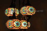 5-BALL SULTAN MOSAIC CHANDELIER (LARGE GLOBES) - TurkishLights.NET