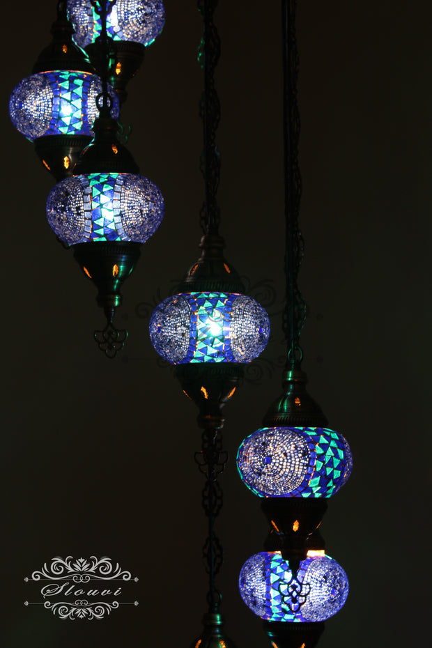 7 - BALL TURKISH MOSAIC CHANDELIER - TurkishLights.NET