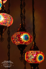 TURKISH MOSAIC LAMP, Water Drop Style CHANDELIER IN 8 LARGE GLOBES - TurkishLights.NET