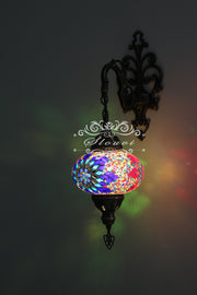 Turkish Mosaic  Wall Sconce, With Large Globe - TurkishLights.NET