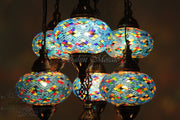 7 - BALL SULTAN TURKISH MOSAIC CHANDELIER (LARGE GLOBES) - TurkishLights.NET