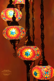 7  BALL TURKISH MOSAIC FLOOR LAMP, LAMBADER, LARGE GLOBES - TurkishLights.NET