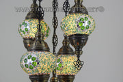 5-BALL SULTAN MOSAIC CHANDELIER (MEDIUM GLOBES) - TurkishLights.NET