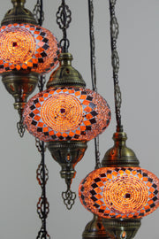 5 BALL TURKISH MOSAIC CHANDELIER, WITH LARGE GLOBES - TurkishLights.NET