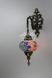 Turkish Mosaic  Wall Sconce, With Large Globe - TurkishLights.NET