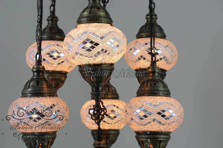 7 - BALL SULTAN TURKISH MOSAIC CHANDELIER (MEDIUM GLOBES) - TurkishLights.NET