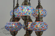 7 - BALL SULTAN TURKISH MOSAIC CHANDELIER (LARGE GLOBES) - TurkishLights.NET