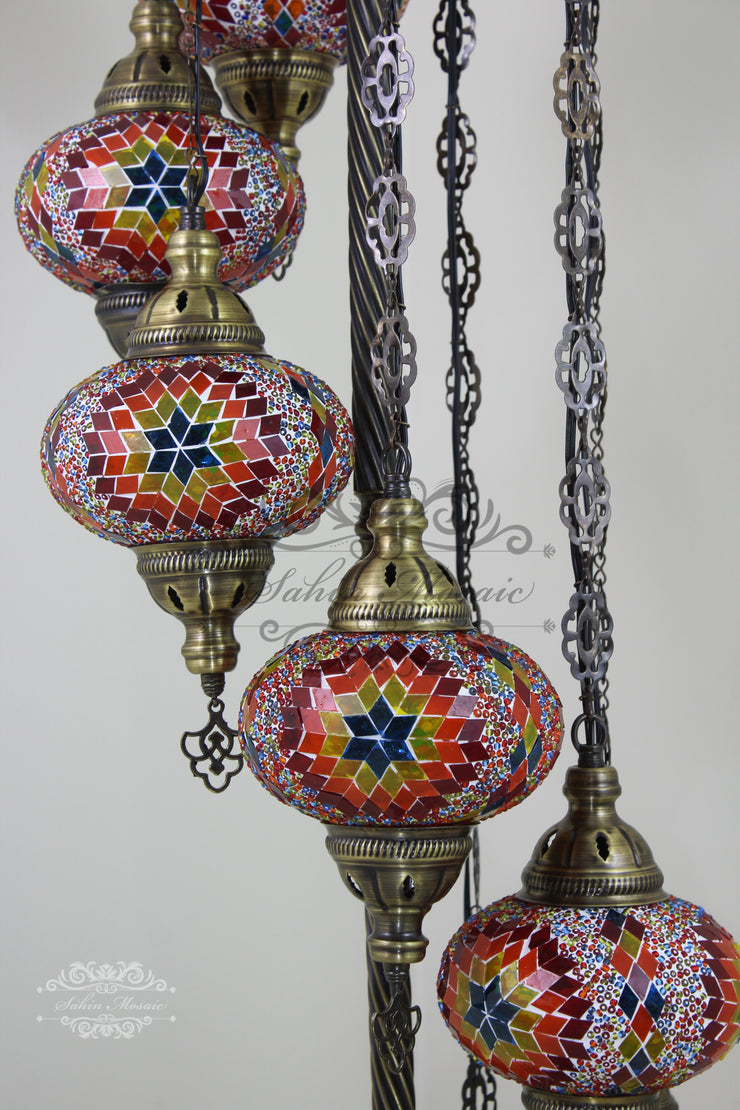 7  BALL TURKISH MOSAIC FLOOR LAMP, LAMBADER, LARGE GLOBES - TurkishLights.NET