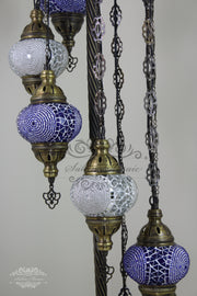 7 BALL TURKISH MOSAIC FLOOR LAMP, LAMBADER, MEDIUM GLOBES - TurkishLights.NET