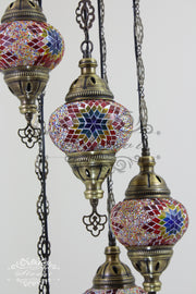 5 BALL TURKISH MOSAIC CHANDELIER, - TurkishLights.NET