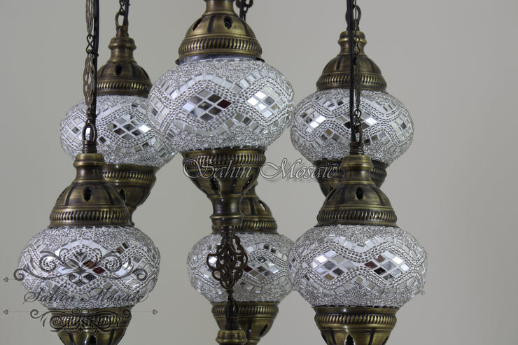 7 - BALL SULTAN TURKISH MOSAIC CHANDELIER (MEDIUM GLOBES) - TurkishLights.NET