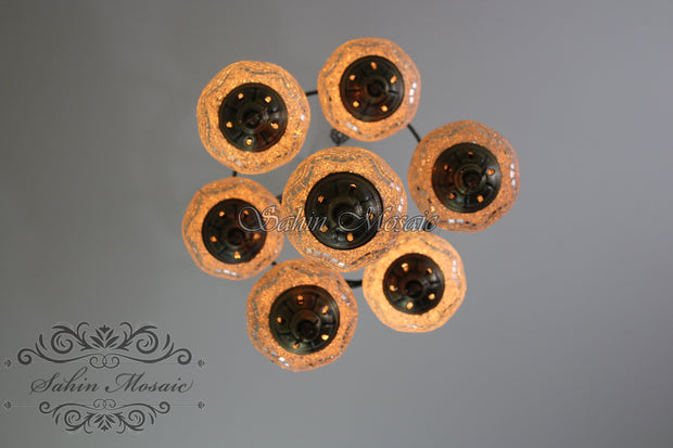 7 - BALL SULTAN TURKISH MOSAIC CHANDELIER (MEDIUM GLOBES) - TurkishLights.NET