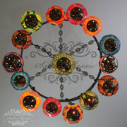 15-BALL TURKISH SULTAN MOSAIC CHANDELIER, MEDUM GLOBES - TurkishLights.NET