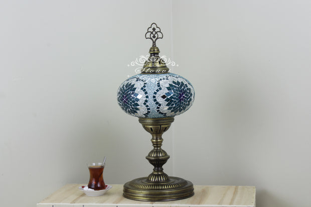 Turkish Mosaic Table Lamp, Extra Large Globe (NO5 GLOBE) - TurkishLights.NET