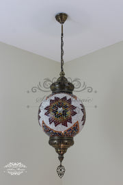 Mosaic Hanging Lamp with 30cm (12") Globe - TurkishLights.NET